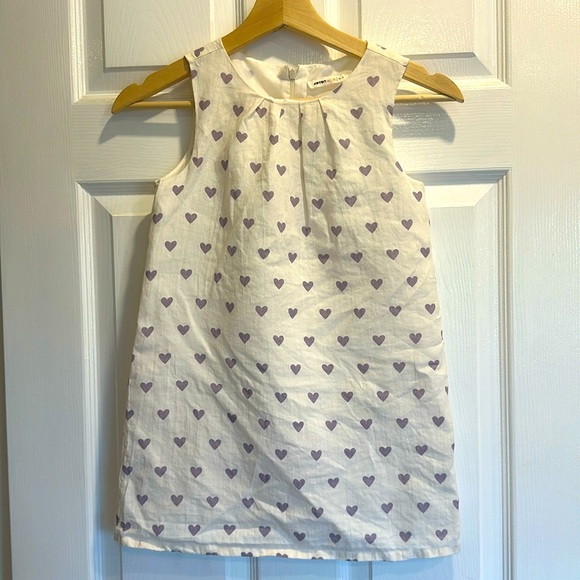 Girls Linen heart print dress - Picture 1 of 3